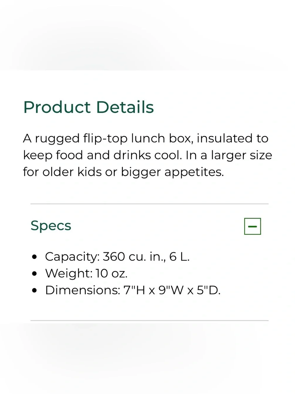 LL Bean Flip Top Lunch Box